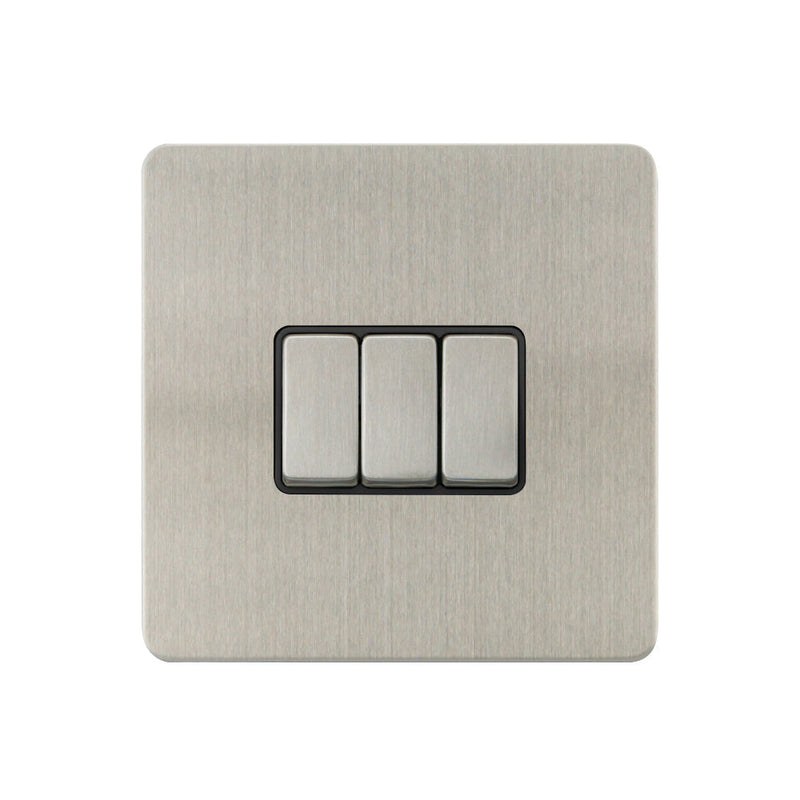 Caradok - The Ultra Flat - Brushed Chrome - FN015DME - 10AX 3G 2Way Switch Brushed Chrome, Black Insert