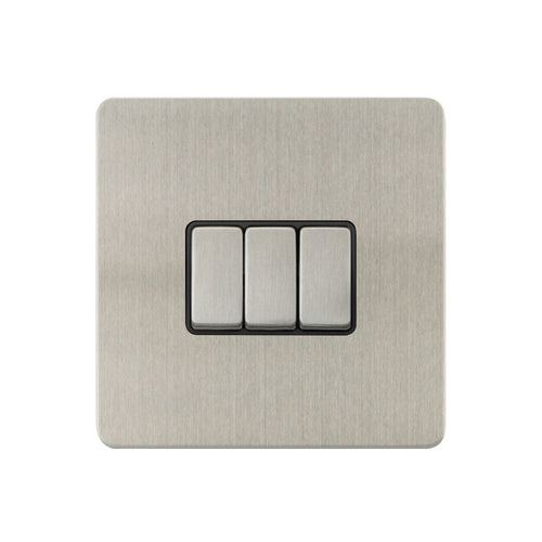 Caradok - The Ultra Flat - Brushed Chrome - FN015DME - 10AX 3G 2Way Switch Brushed Chrome, Black Insert