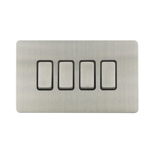 Caradok - The Ultra Flat - Brushed Chrome - FN017DME - 10AX 4G 2Way Switch Brushed Chrome, Black Insert