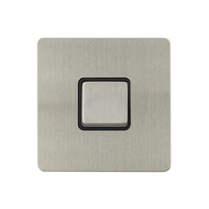 Caradok - The Ultra Flat - Brushed Chrome - FN021DME - 3 Pole Fan Isolator Switch Brushed Chrome, Black Insert