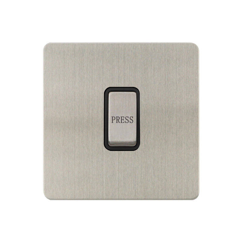 Caradok - The Ultra Flat - Brushed Chrome - FN023DME - Retractive Switch Marked Press Brushed Chrome, Black Insert