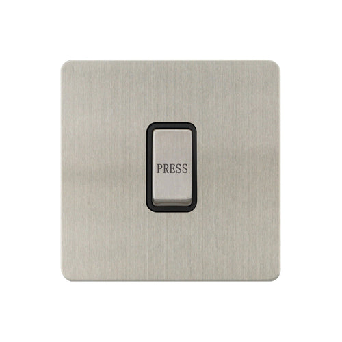 Caradok - The Ultra Flat - Brushed Chrome - FN023DME - Retractive Switch Marked Press Brushed Chrome, Black Insert