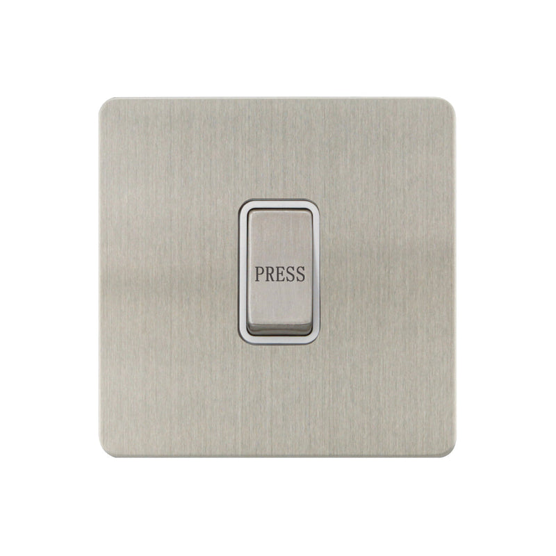 Caradok - The Ultra Flat - Brushed Chrome - FN023DMF - Retractive Switch Marked Press Brushed Chrome, White Insert