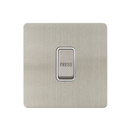 Caradok - The Ultra Flat - Brushed Chrome - FN023DMF - Retractive Switch Marked Press Brushed Chrome, White Insert