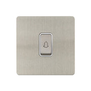 Caradok - The Ultra Flat - Brushed Chrome - FN024DMF - Retractive Switch c/w Bell Logo Brushed Chrome, White Insert