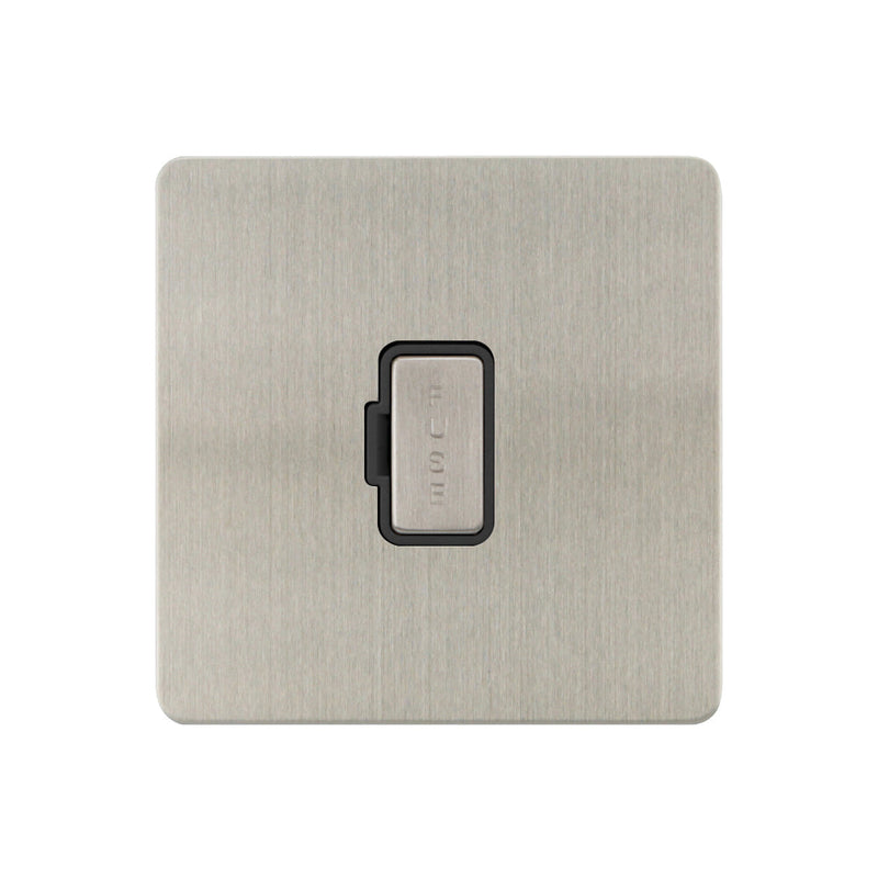 Caradok - The Ultra Flat - Brushed Chrome - FN053DME - 13A Unswitched Spur Brushed Chrome, Black Insert