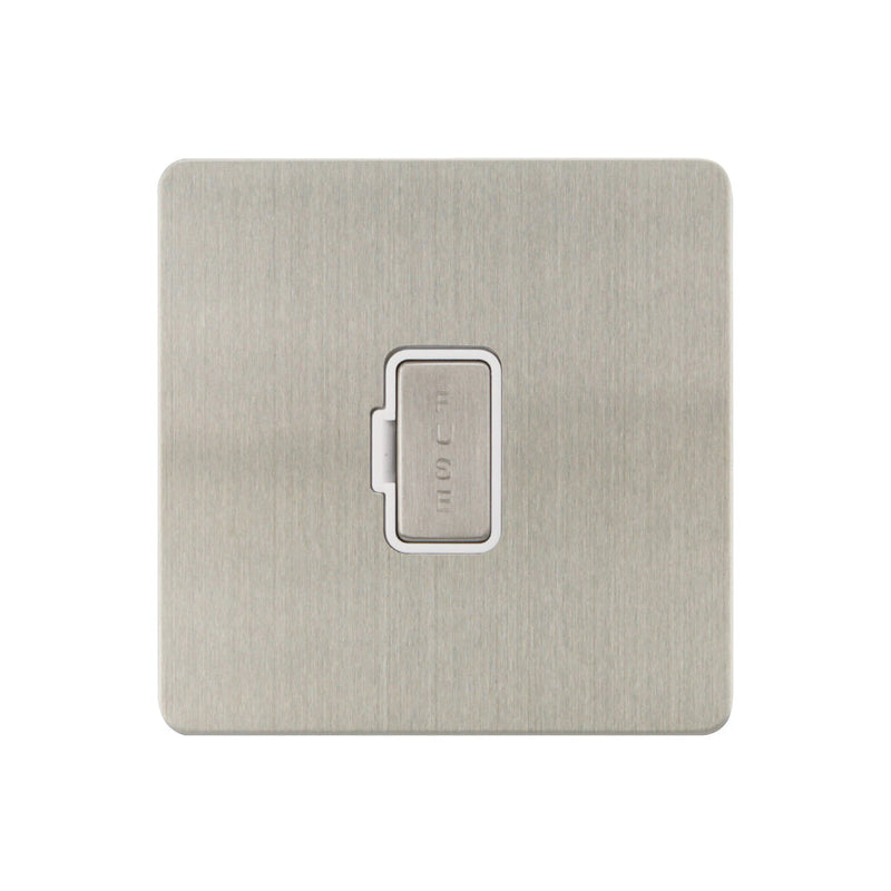 Caradok - The Ultra Flat - Brushed Chrome - FN053DMF - 13A Unswitched Spur Brushed Chrome, White Insert