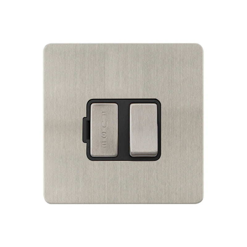 Caradok - The Ultra Flat - Brushed Chrome - FN059DME - 13A Switched Spur Brushed Chrome, Black Insert