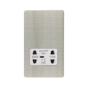 Caradok - The Ultra Flat - Brushed Chrome - FN100DMF - Shaver Socket Brushed Chrome, White Insert