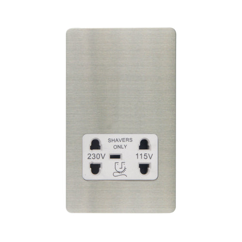 Caradok - The Ultra Flat - Brushed Chrome - FN100DMF - Shaver Socket Brushed Chrome, White Insert