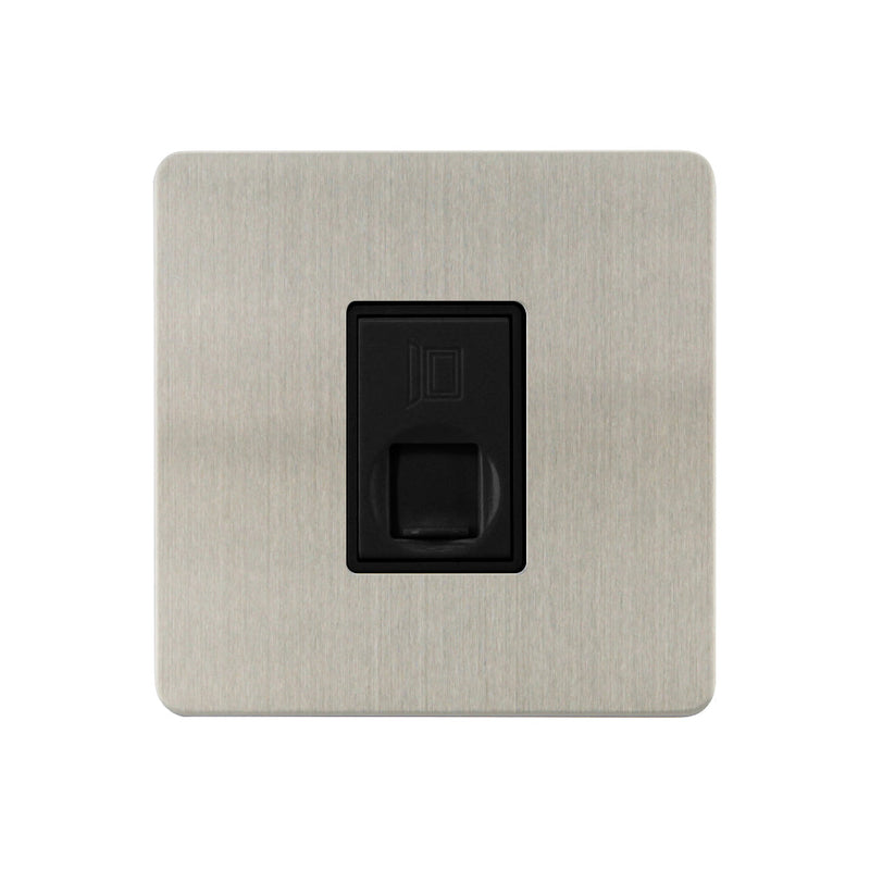 Caradok - The Ultra Flat - Brushed Chrome - FN112DME - 1G RJ45 Cat 5 Socket Brushed Chrome, Black Insert