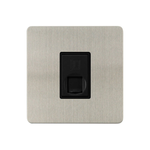 Caradok - The Ultra Flat - Brushed Chrome - FN112DME - 1G RJ45 Cat 5 Socket Brushed Chrome, Black Insert