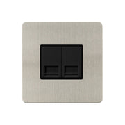 Caradok - The Ultra Flat - Brushed Chrome - FN113DME - 2G Secondary Telephone Socket Brushed Chrome, Black Insert