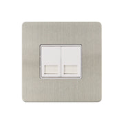 Caradok - The Ultra Flat - Brushed Chrome - FN113DMF - 2G Secondary Telephone Socket Brushed Chrome, White Insert