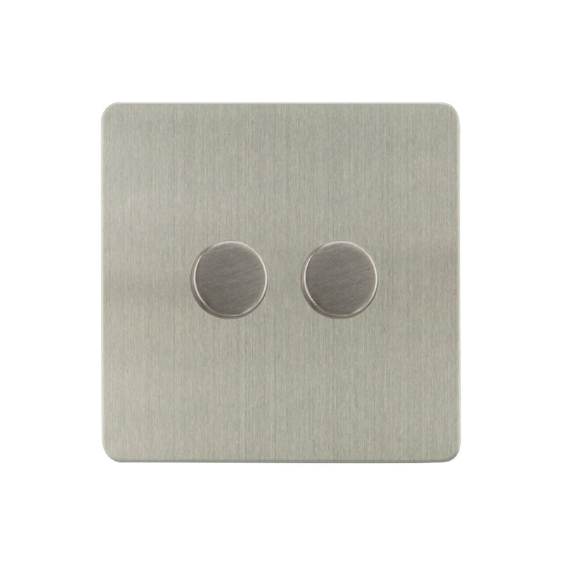Caradok - The Ultra Flat - Brushed Chrome - FN148IUD - 2G Intelligent Universal Dimmer Switch Brushed Chrome (2 X 200W)