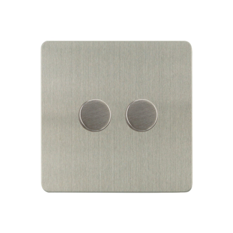 Caradok - The Ultra Flat - Brushed Chrome - FN153D - 500W 2G 2Way Incandescent Dimmer Brushed Chrome