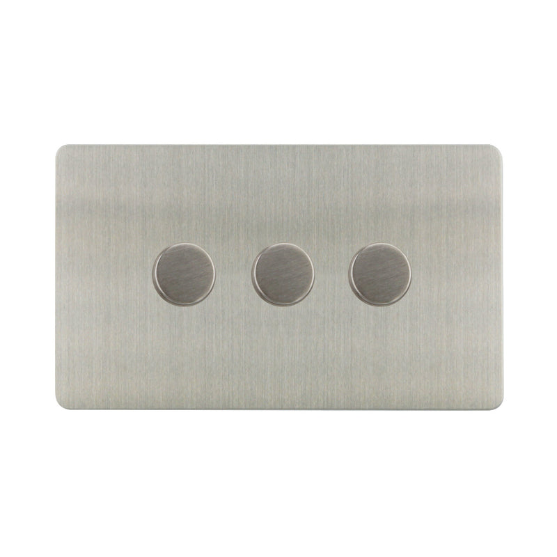 Caradok - The Ultra Flat - Brushed Chrome - FN155D - 500W 3G 2Way Incandescent Dimmer Brushed Chrome