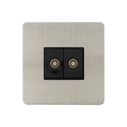 Caradok - The Ultra Flat - Brushed Chrome - FN161DME - 2G Coaxial Socket Brushed Chrome, Black Insert