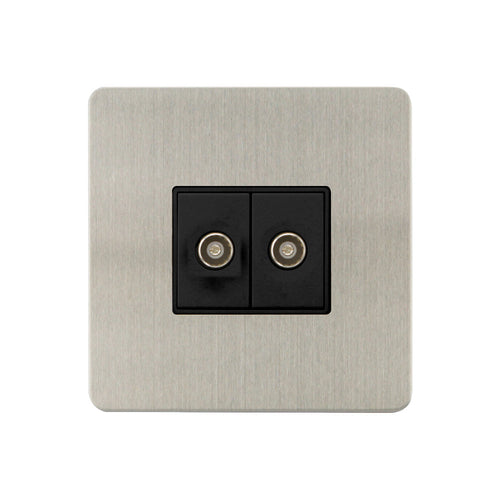 Caradok - The Ultra Flat - Brushed Chrome - FN161DME - 2G Coaxial Socket Brushed Chrome, Black Insert