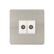 Caradok - The Ultra Flat - Brushed Chrome - FN161DMF - 2G Coaxial Socket Brushed Chrome, White Insert