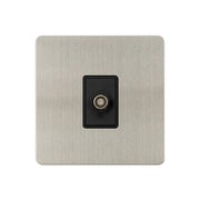 Caradok - The Ultra Flat - Brushed Chrome - FN163DME - 1G Isolated Coax Socket + 1 Branch Brushed Chrome, Black Insert
