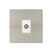 Caradok - The Ultra Flat - Brushed Chrome - FN166DMF - 1G Satellite Socket Brushed Chrome, White Insert