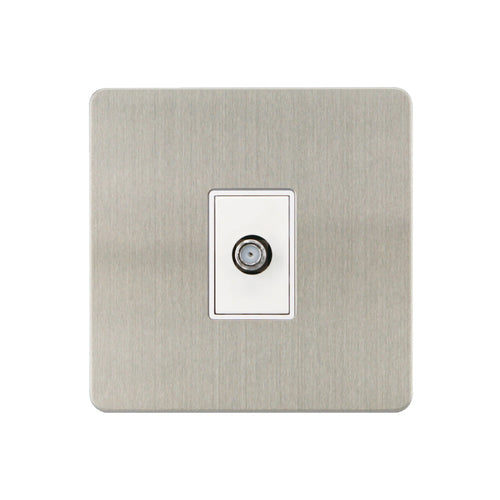 Caradok - The Ultra Flat - Brushed Chrome - FN166DMF - 1G Satellite Socket Brushed Chrome, White Insert