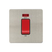 Caradok - The Ultra Flat - Brushed Chrome - FN203DME - 1G 45A DP Switch c/w Neon Brushed Chrome, Black Insert