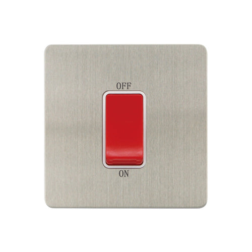 Caradok - The Ultra Flat - Brushed Chrome - FN204DMF - 1G 45A DP Switch Brushed Chrome, White Insert