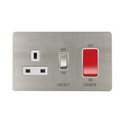 Caradok - The Ultra Flat - Brushed Chrome - FN208DMF - 45A Cooker Control Unit Brushed Chrome, White Insert