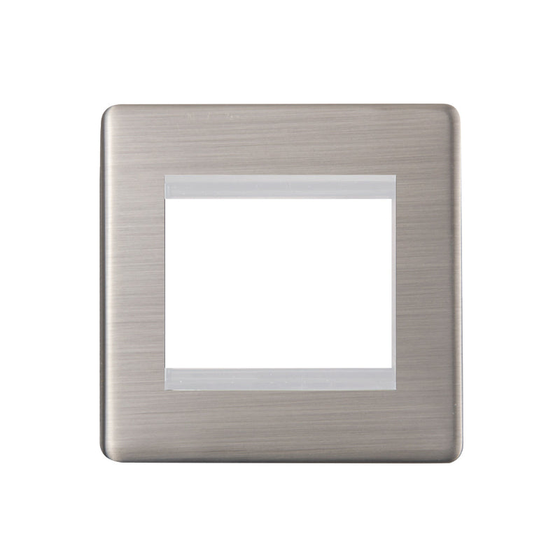 Caradok - The Ultra Flat - Brushed Chrome - FN222DMF - 2 Module Data Plate Brushed Chrome, White Insert