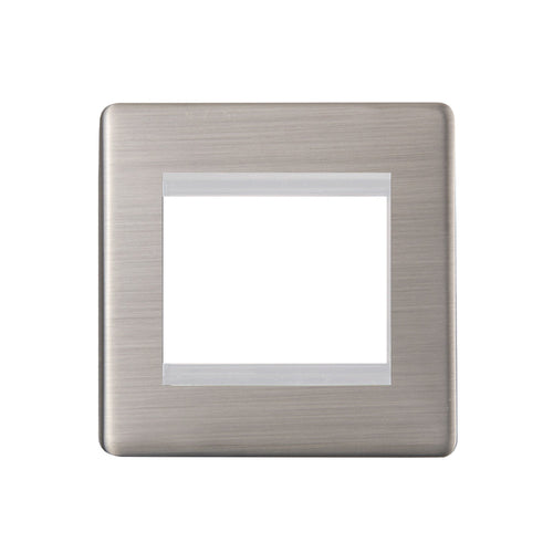 Caradok - The Ultra Flat - Brushed Chrome - FN222DMF - 2 Module Data Plate Brushed Chrome, White Insert