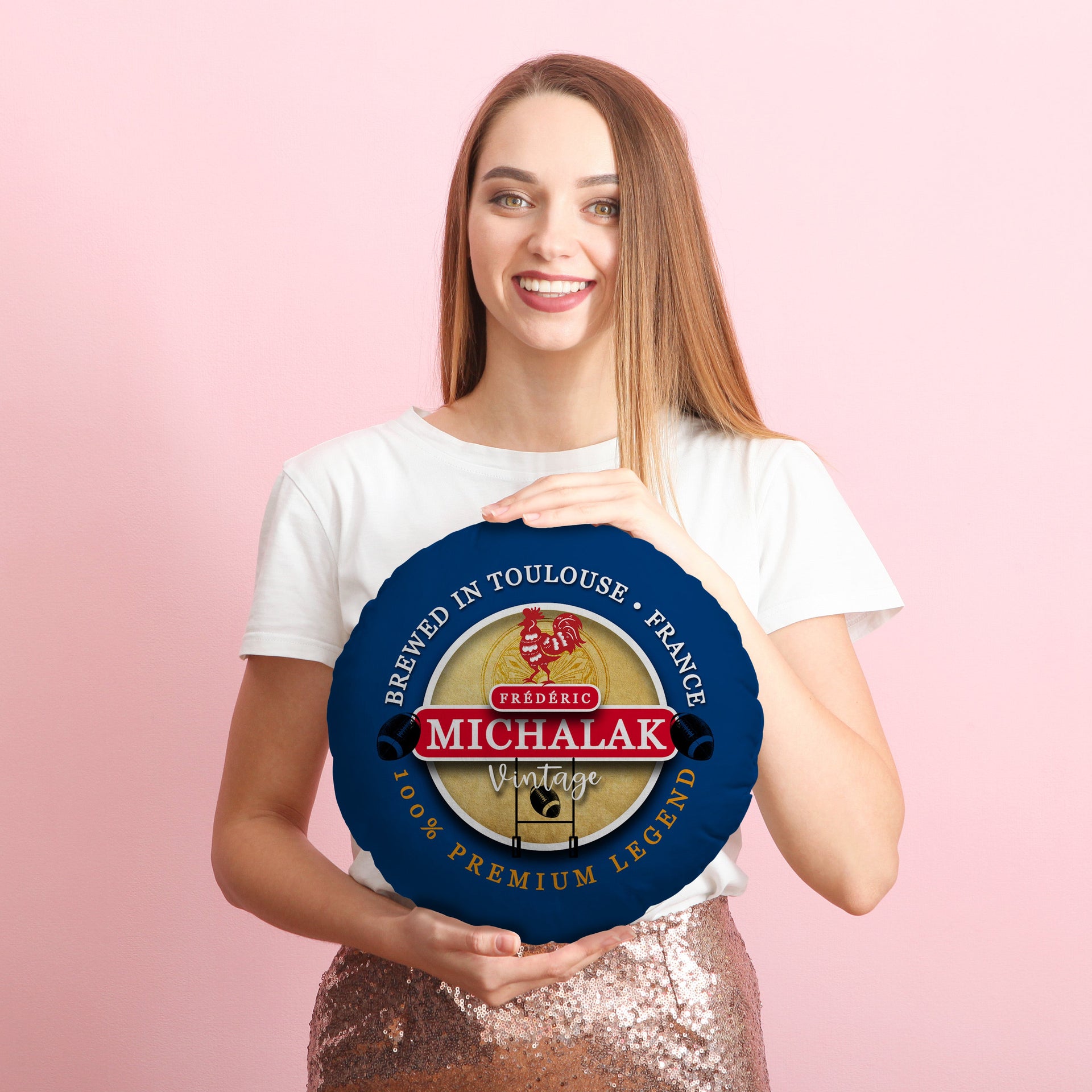France Rugby Union rooster  - Legend Collection - Circle Cushion 14"