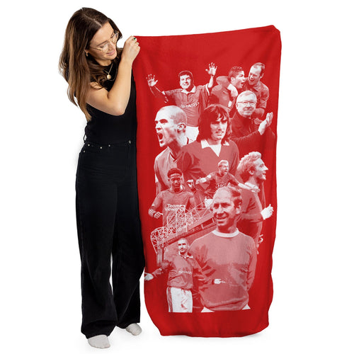 Manchester Red Montage - Football Legends - Beach Towel - 150cm x 75cm