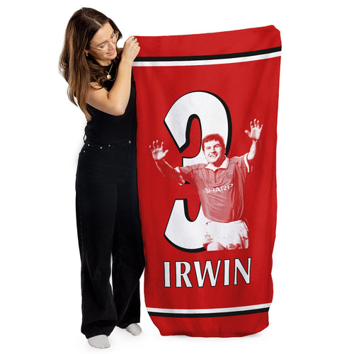 Manchester Red Irwin 3 - Football Legends - Beach Towel - 150cm x 75cm