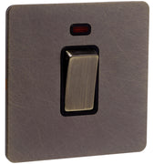 Caradok Screwless Antique Brass 20A Double Pole Switch - 1 Gang - The Georgian