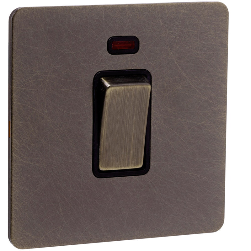 Caradok Screwless Antique Brass 20A Double Pole Switch - 1 Gang - The Georgian