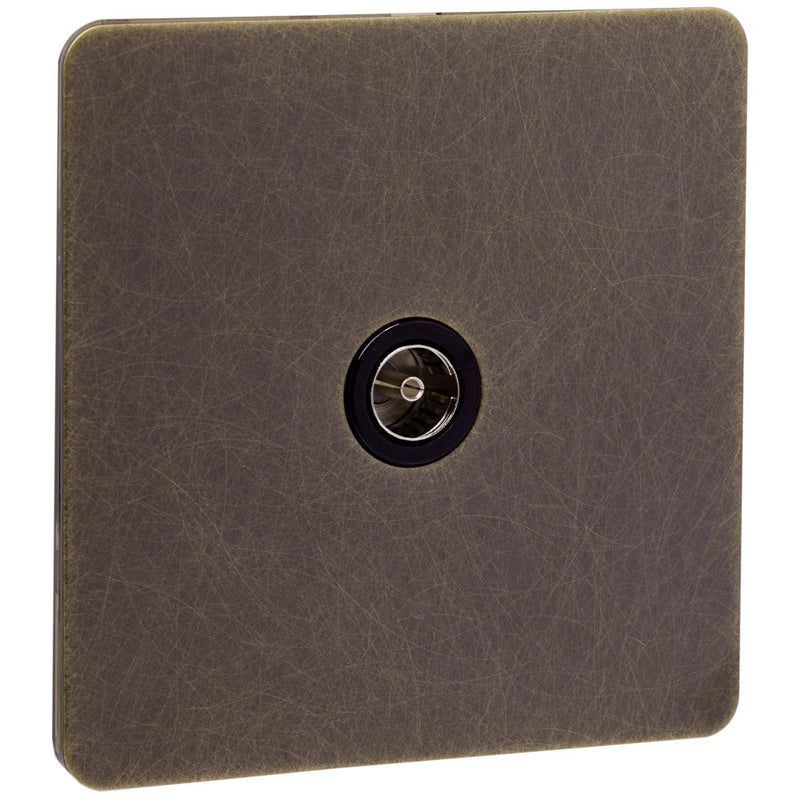 Caradok Screwless Antique Brass Coaxial Socket - 1 Gang - The Georgian