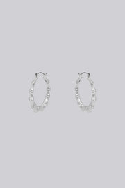 Gedor Matt Silver Bamboo Hoop Earrings