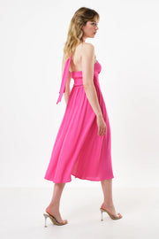 Geri Moss Crepe Halter Neck Midi Dress