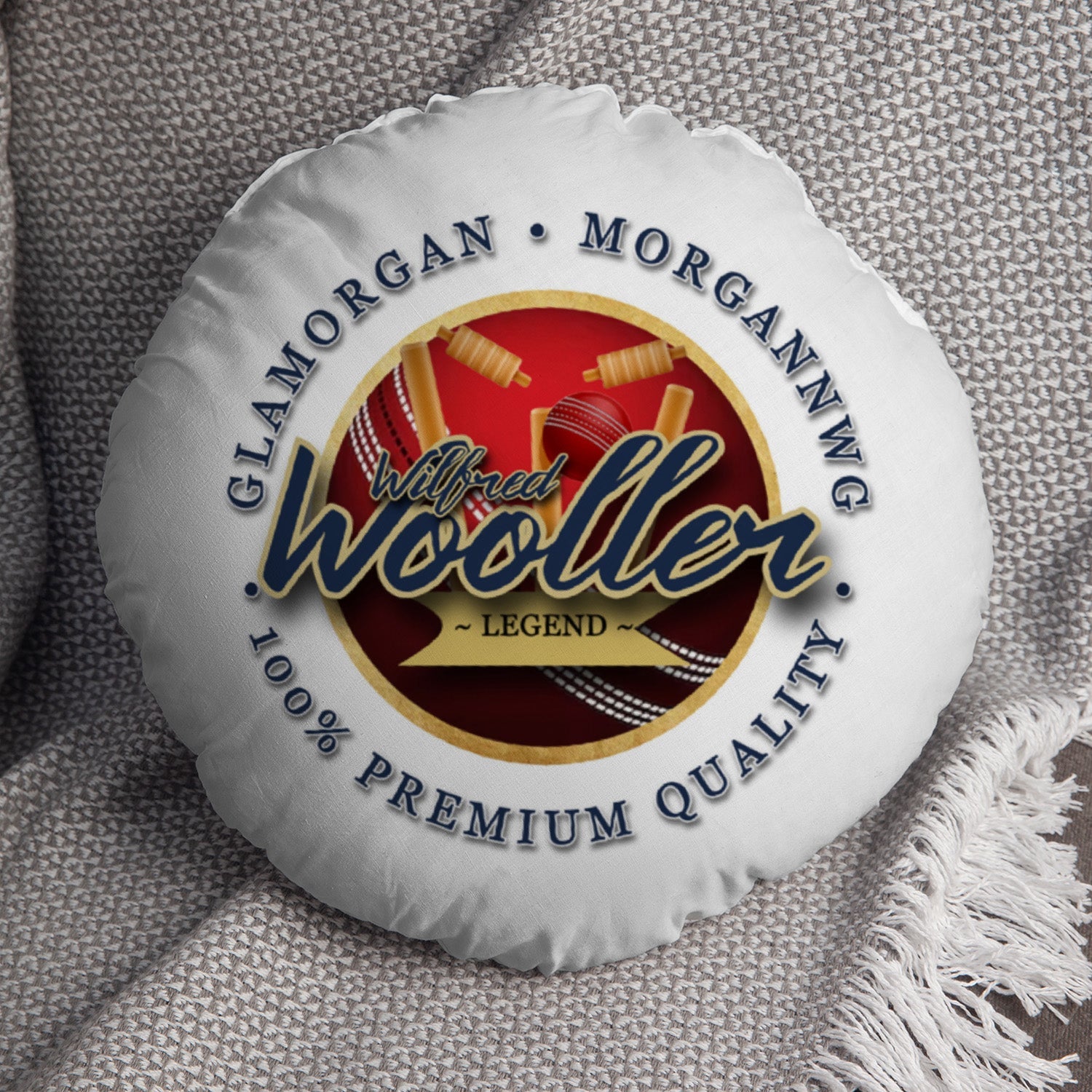 Glamorgan Cricket Wooller  - Legend Collection - Circle Cushion 14"