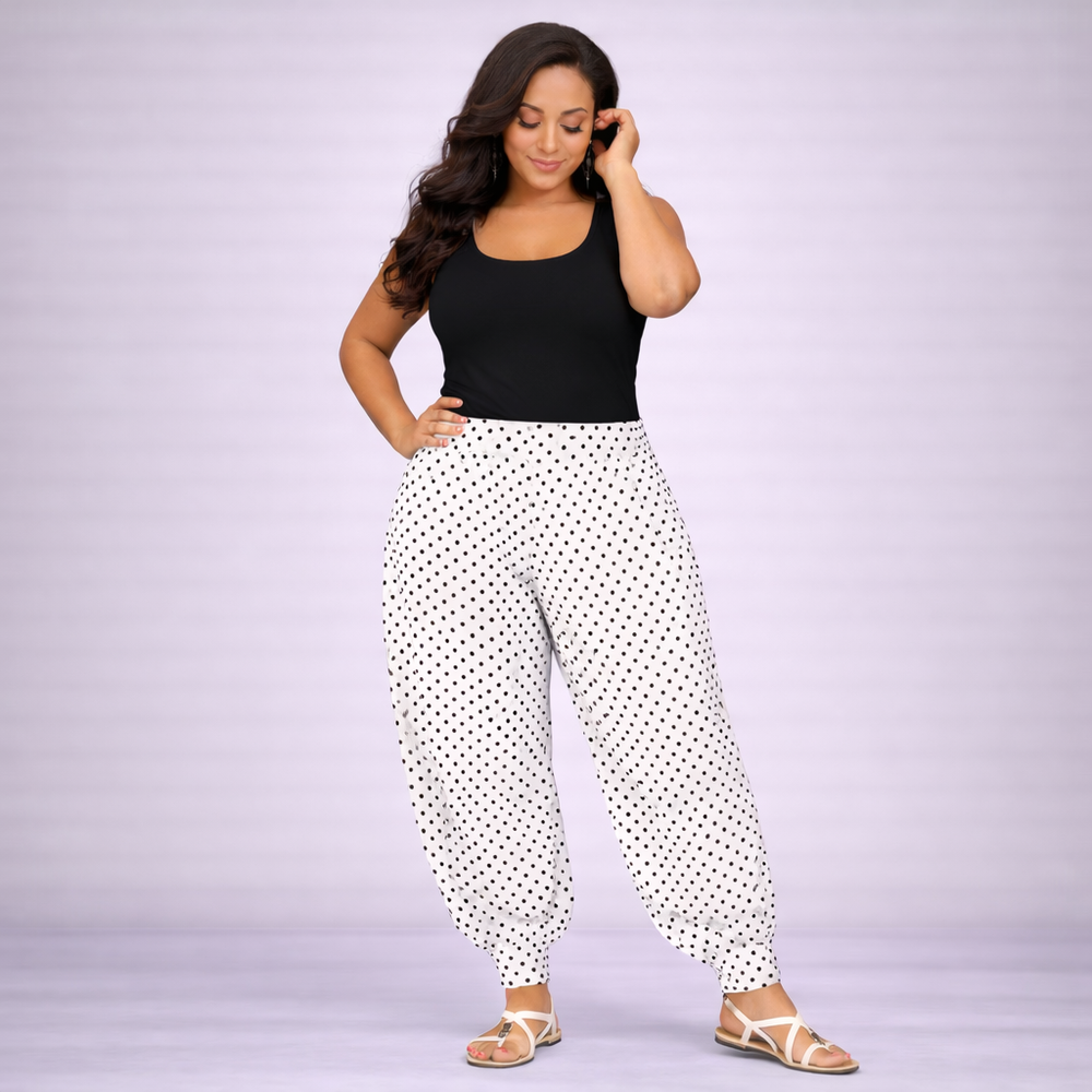 Polka Dot High Rise Harem Pants