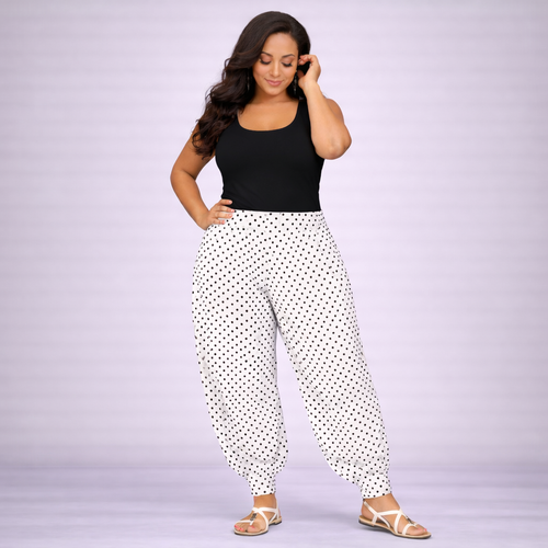 Polka Dot High Rise Harem Pants