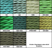 Green Braided Fabric Decorative Extension Lead - 2 Gang Black Trailing Socket