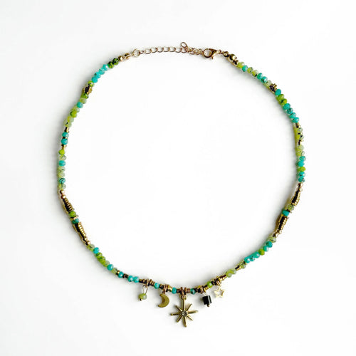 Gaia Aqua Beaded Necklace
