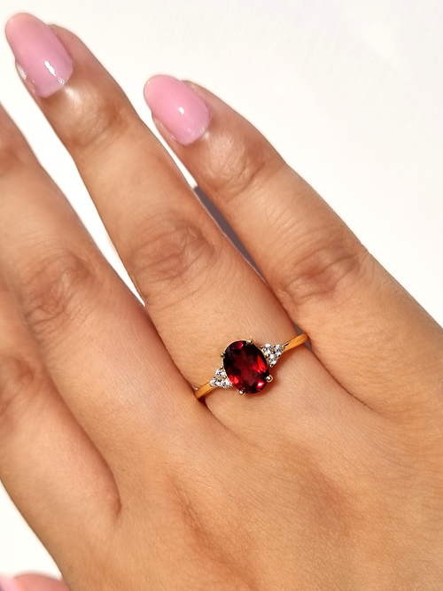 Complete Set - Garnet Jewellery Set in 18k Gold Vermeil