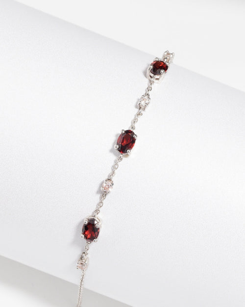Garnet Bracelet in Sterling Silver