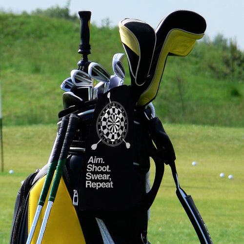 Aim. Shoot. Swear, Repeat - Funny Darts Golf Towel