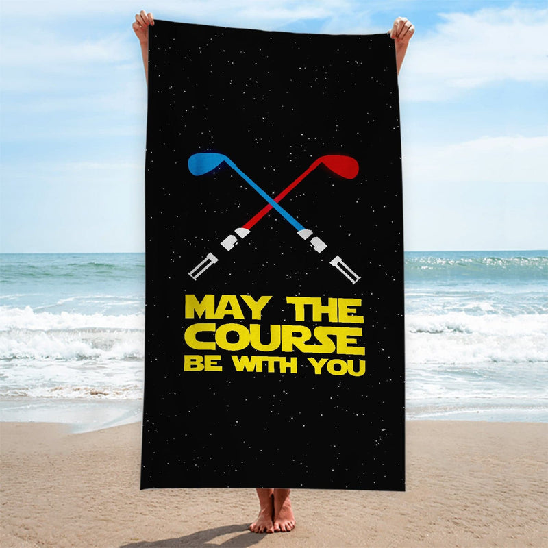 May The Course Be With You - Funny Golf-Themed Beach Towel - 150cm x 75cm
