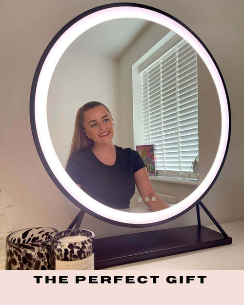 Grace Round Hollywood Mirror Black 60x67cm